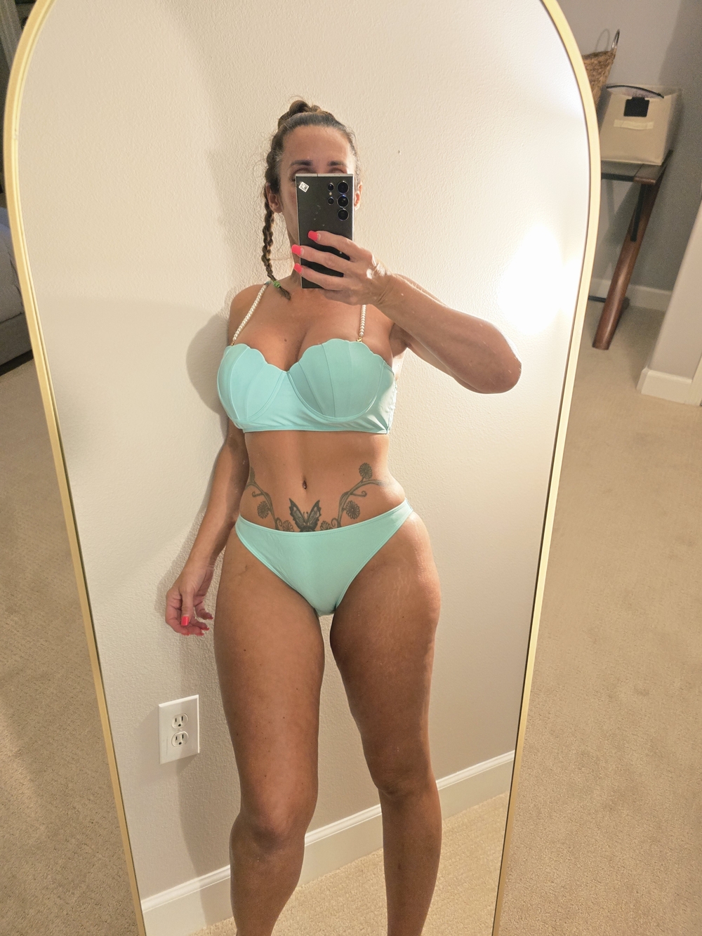 Pg11 Light Aqua Two-Piece Bikini Set with Sheer Skirt - Picture 7 of 11